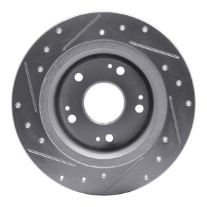 Acura TSX Brake Rotor (1) - Rear Right - R1 Concepts - Drilled & Slotted - Silver - `05-`22